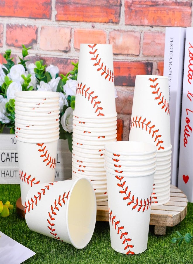 JarThenaAMCS مجموعة جارثينا إيه إم سي إس، 100 قطعة من أكواب ورقية للبيسبول، باللونين الأحمر والأبيض، أكواب رياضية للاستخدام مرة واحدة للمشروبات الساخنة والباردة، لوازم طاولة حفلات أعياد الميلاد والحفلات الرياضية، 9 أونصة - Image 3